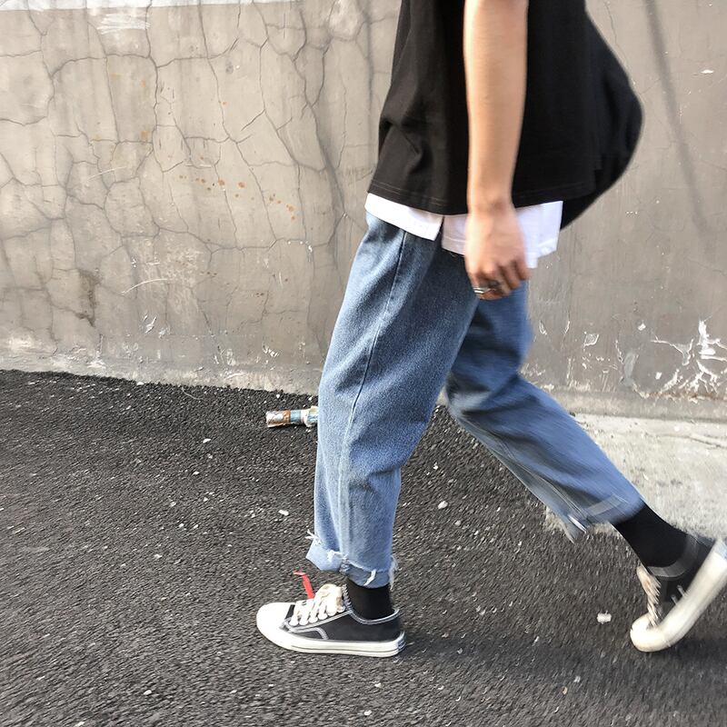 全1色 デニム パンツ ストレート カジュアル 無地 おしゃれ