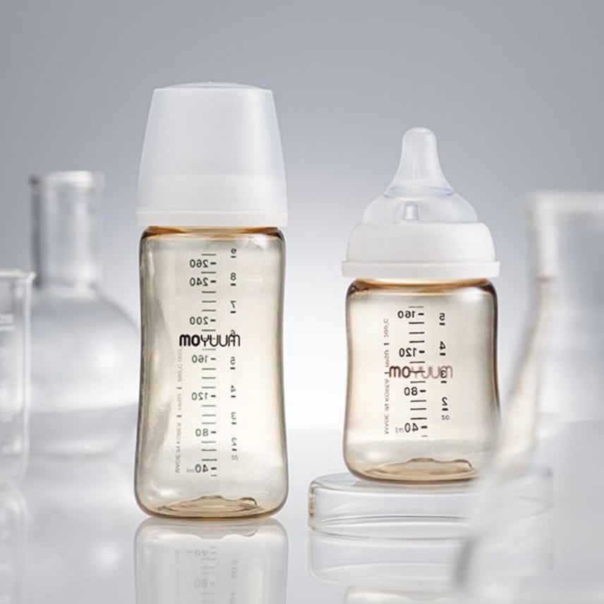 moyuum ホワイト哺乳瓶2本セット（ニップルあり）(170ml) | イブル