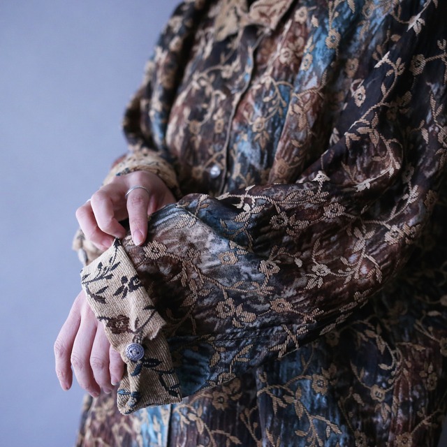 "reversible" beautiful pattern over silhouette chenille weave shirt jacket