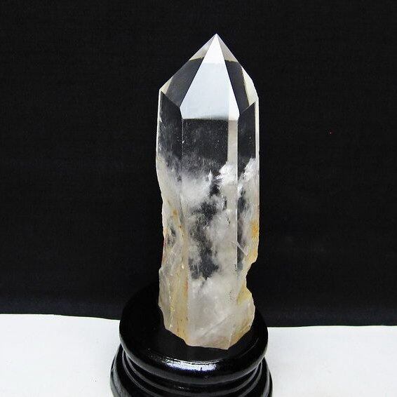 水晶 六角柱 水晶 ポイント 台座付属 置物 原石 一点物 152-4591