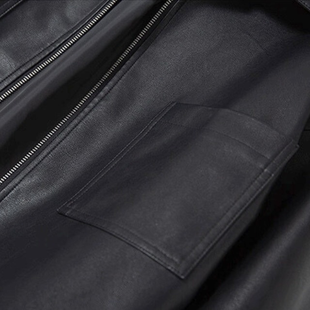 Minimal faux-leather zip jacket C1408