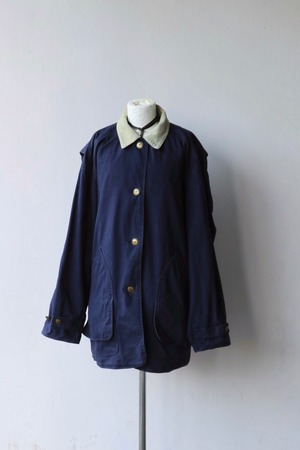 navy × ivory corduroy collar coverall