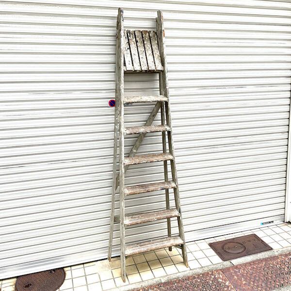 シャビィな梯子 ハシゴ ラック インテリア 什器 ビンテージ 脚立