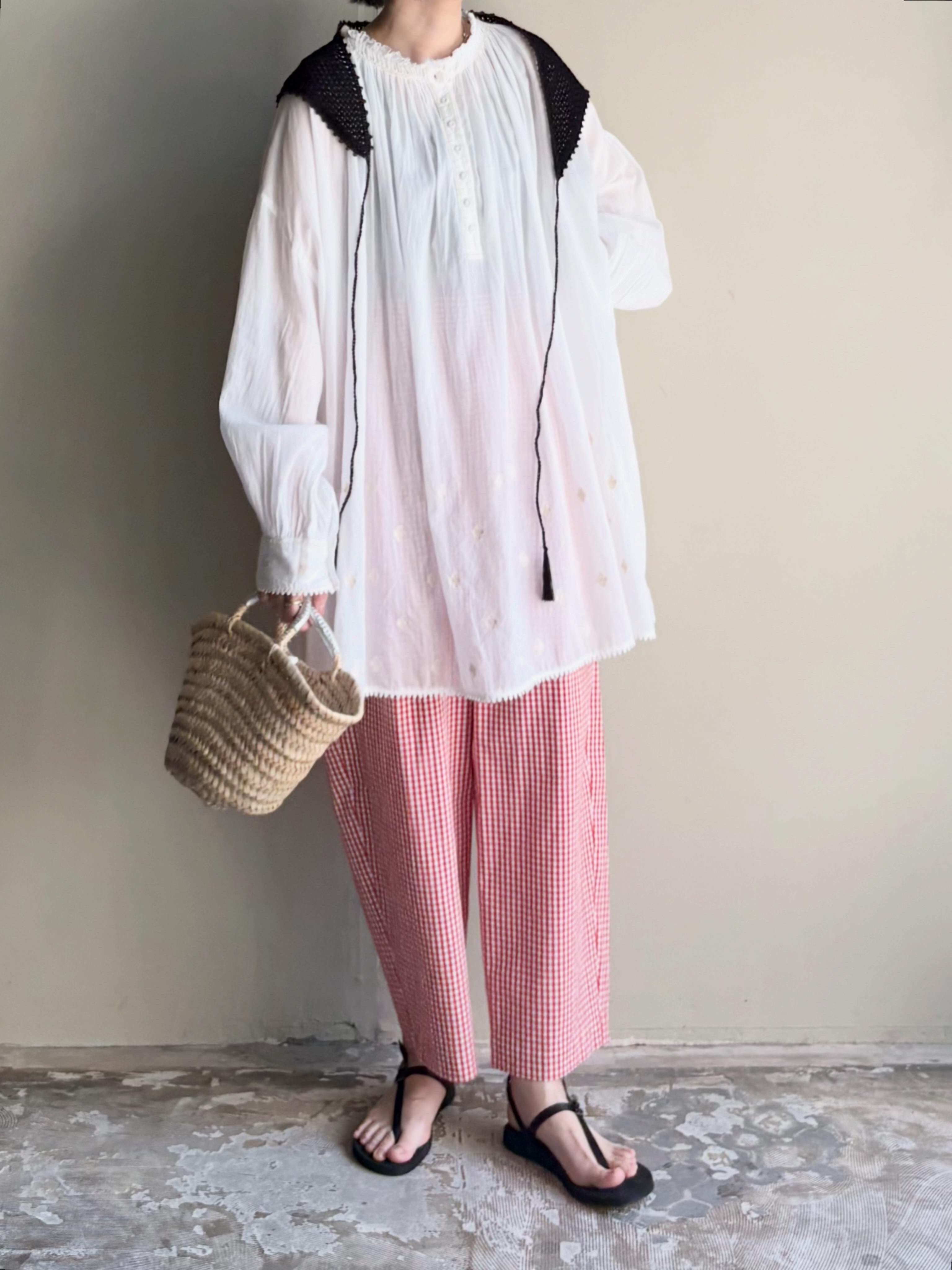 atelier naruse】cotton tuck pants ~ gingham check ~ ［na-f05115_B