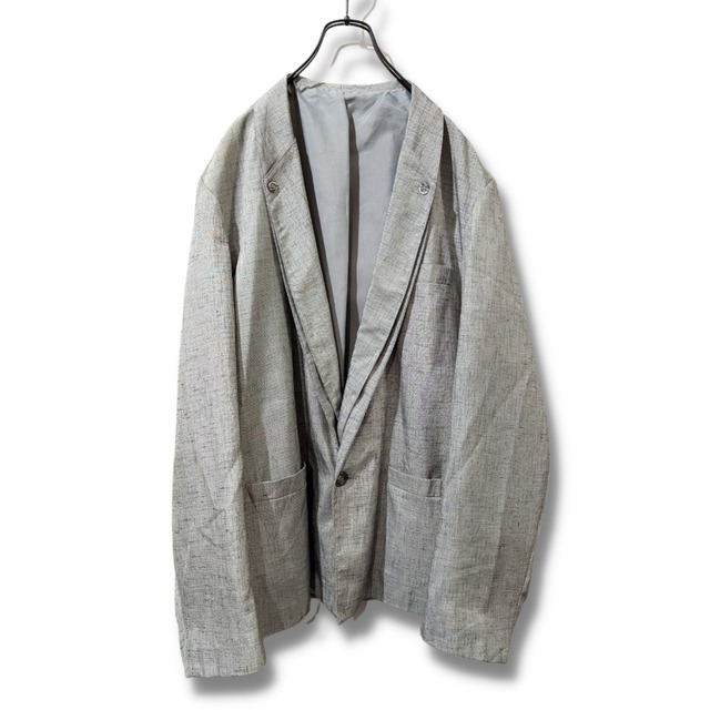 ショールカラージャケット　古着　グレー　デザインジャケット　BD131