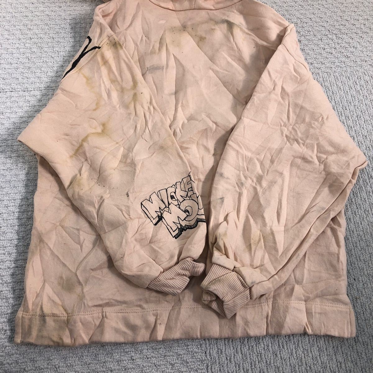 ザラ 長袖 パーカー M ベージュ ZARA プルオーバー トレーナー メンズ ZARA キャラクター プリント スウェット パーカー 13-14 150〜 ピンク