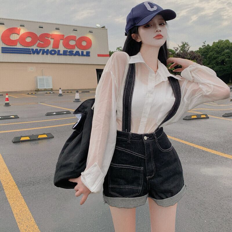 ルーズ薄手シャツ ハイウェストウェストショーツ サマー ロング ストリート 夏物 ブルマー ガールズファッション50571253001