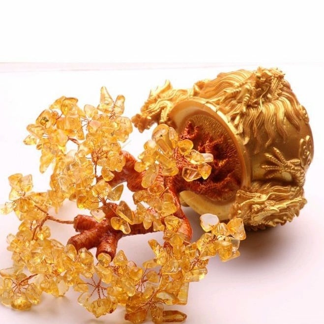金のなる木 クリスタルツリー 風水 金運 財運 開運 富 幸運 黄 水晶 龍