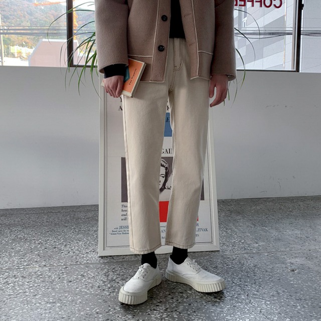 Off White Washed Casual Pants_M220112