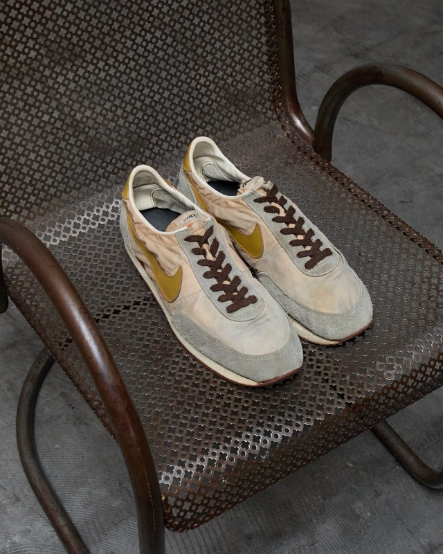 vintage “NIKE” nylon × suede running sneaker / orange swoosh / Made In KOREA / SIZE : US12