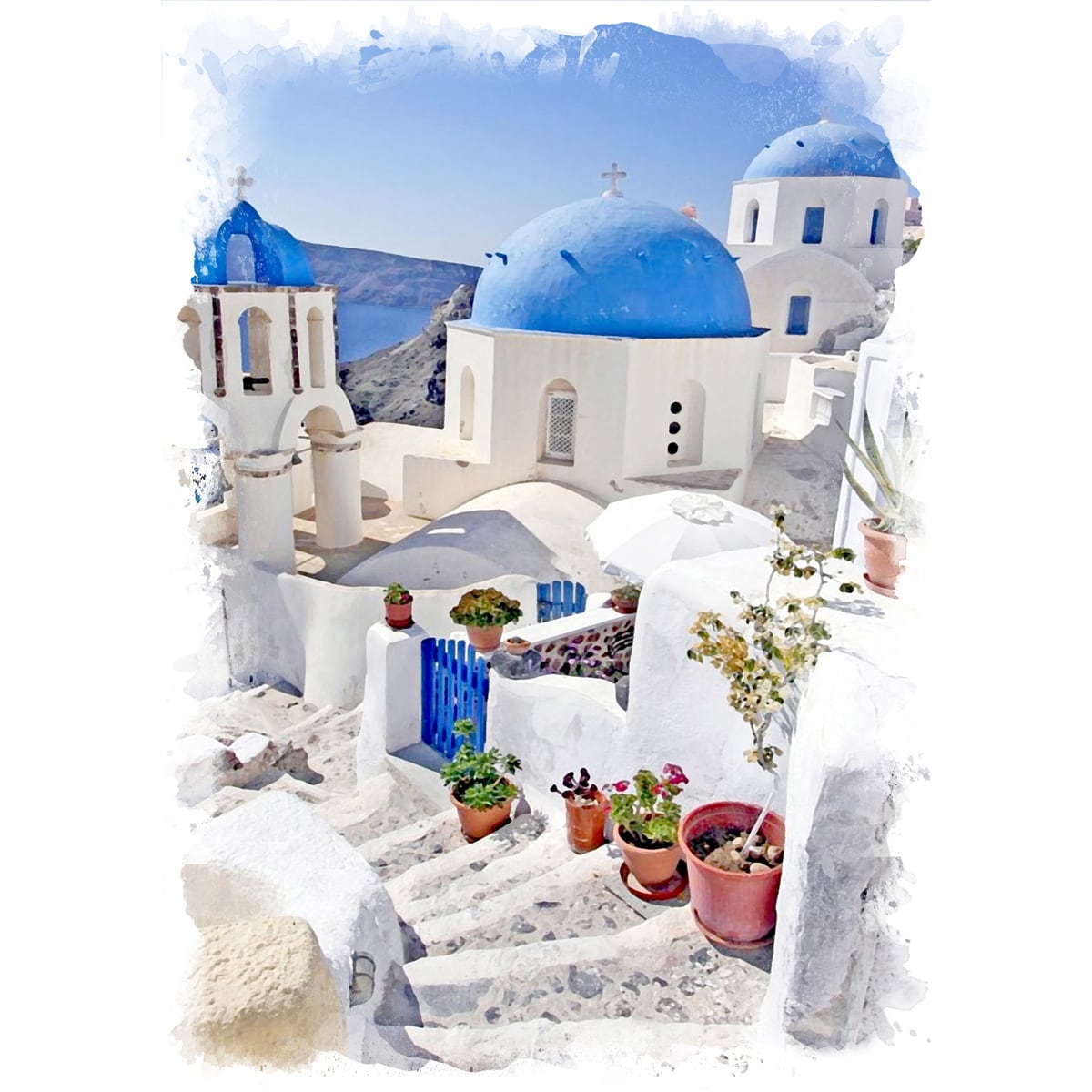 Oleksyuk 油彩風景画 サントリーニ島（ギリシャ サントリーニ島 油彩風  