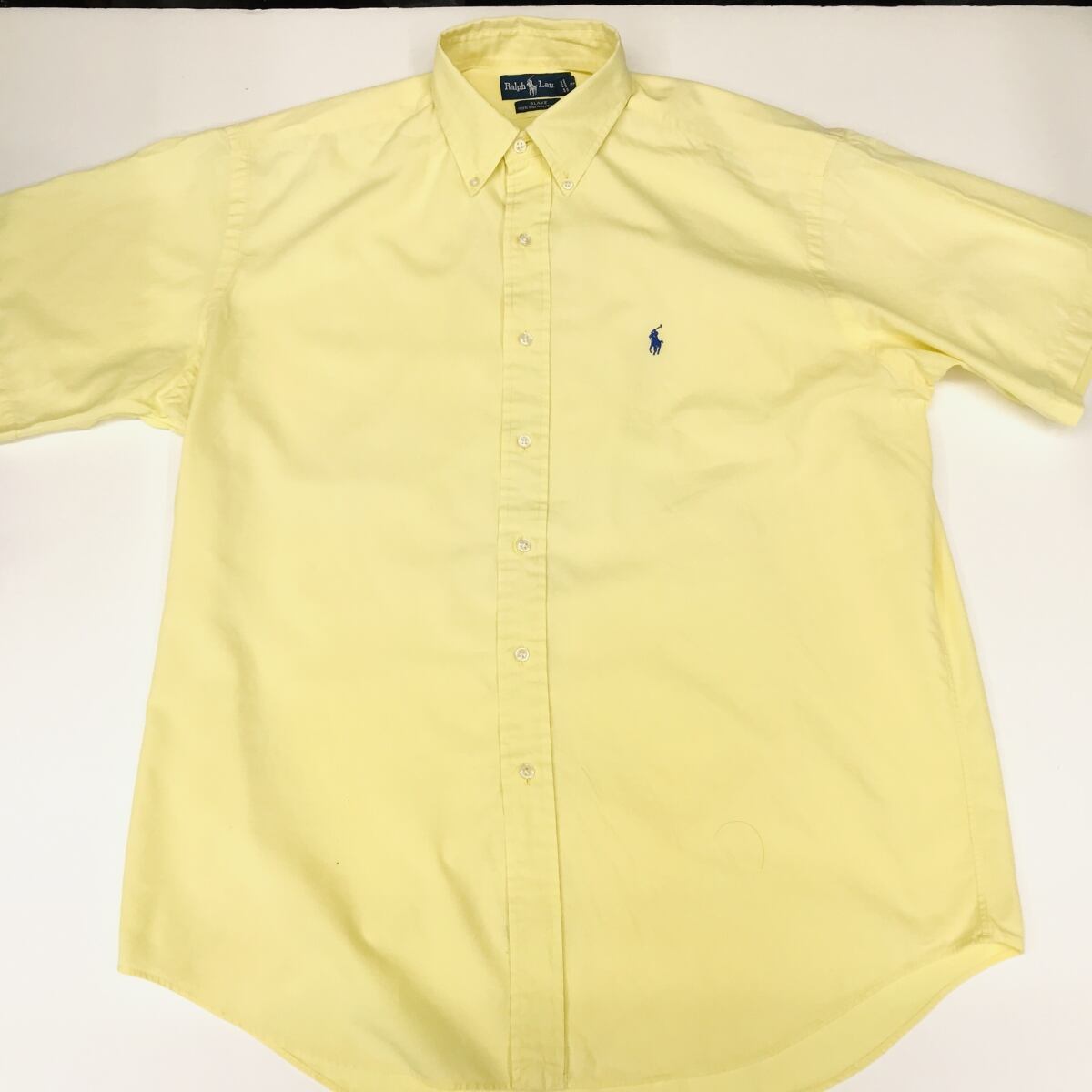 ラルフローレン BRAKE 半袖コットンシャツ ボタンダウンシャツ ワンポイント ポニーロゴ 刺繍 旧タグ US Lサイズ シャーベットイエロー