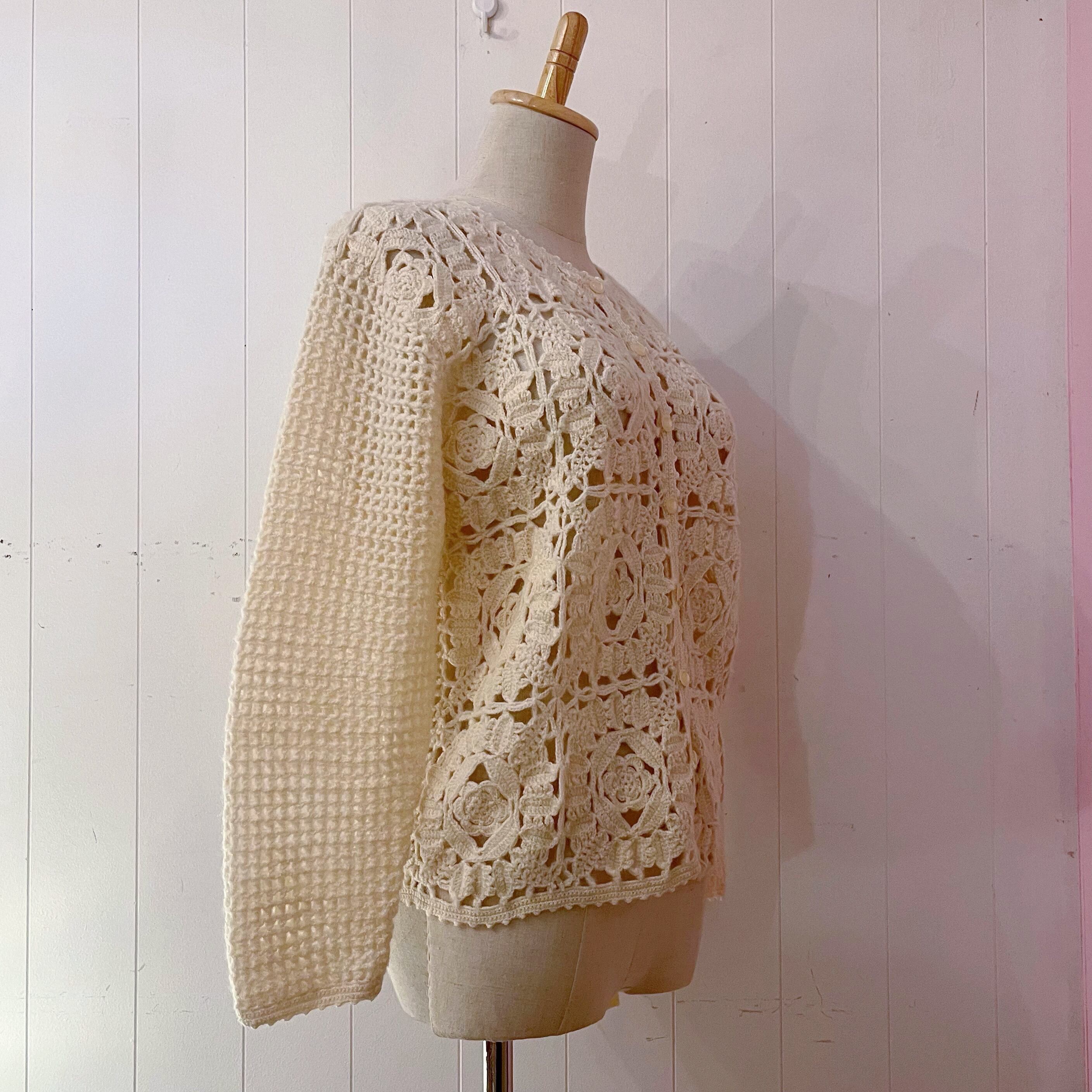 openwork motif knit cardigan