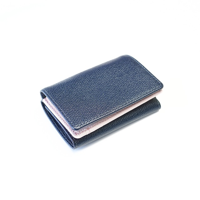 Mini wallet　ネイビー×ペールピンク