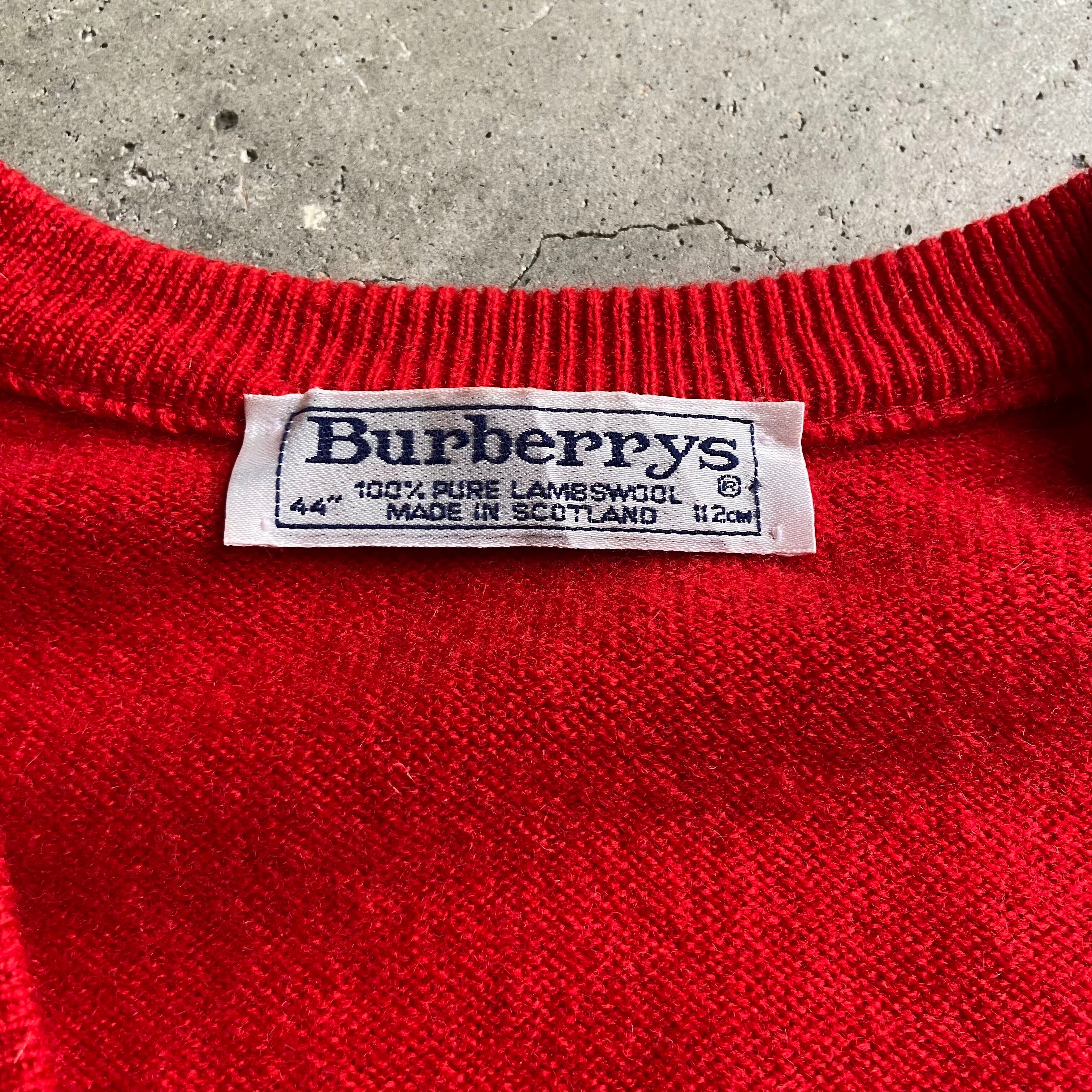 スコットランド製 Burberry's バーバリー ワンポイントロゴ 刺繍 V