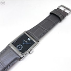 BAMBI 本革 型押し グレー マット竹符 シルバー 20mm 腕時計ベルト