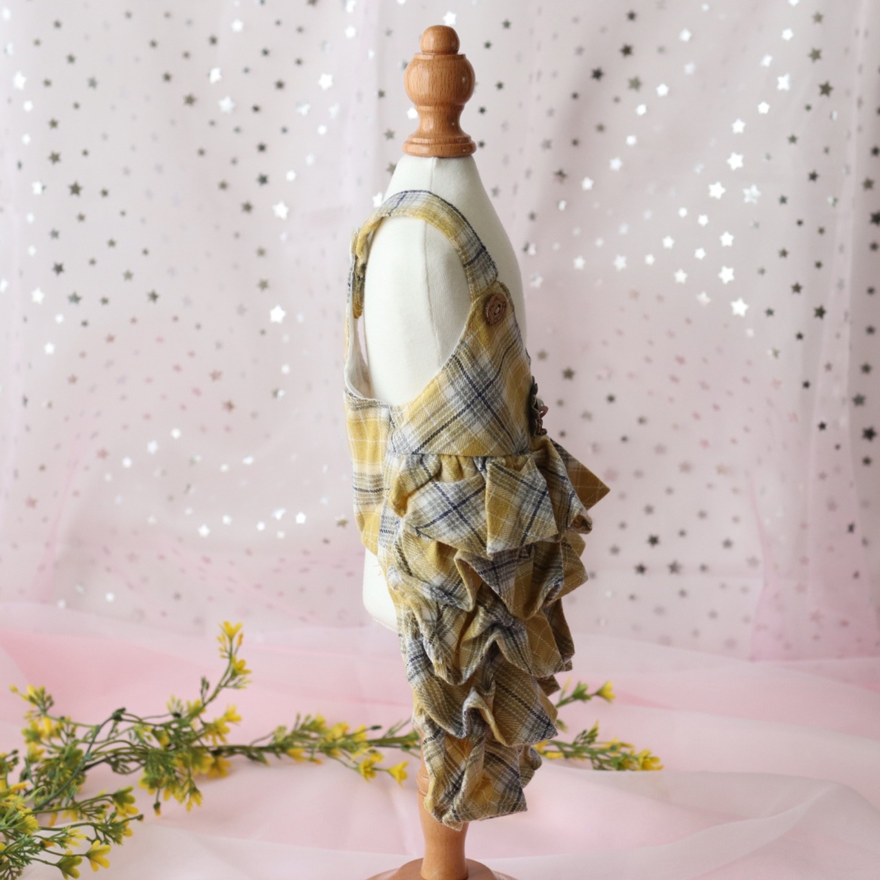 【即納】チェックハイウエストサロペットワンピース【YW001】