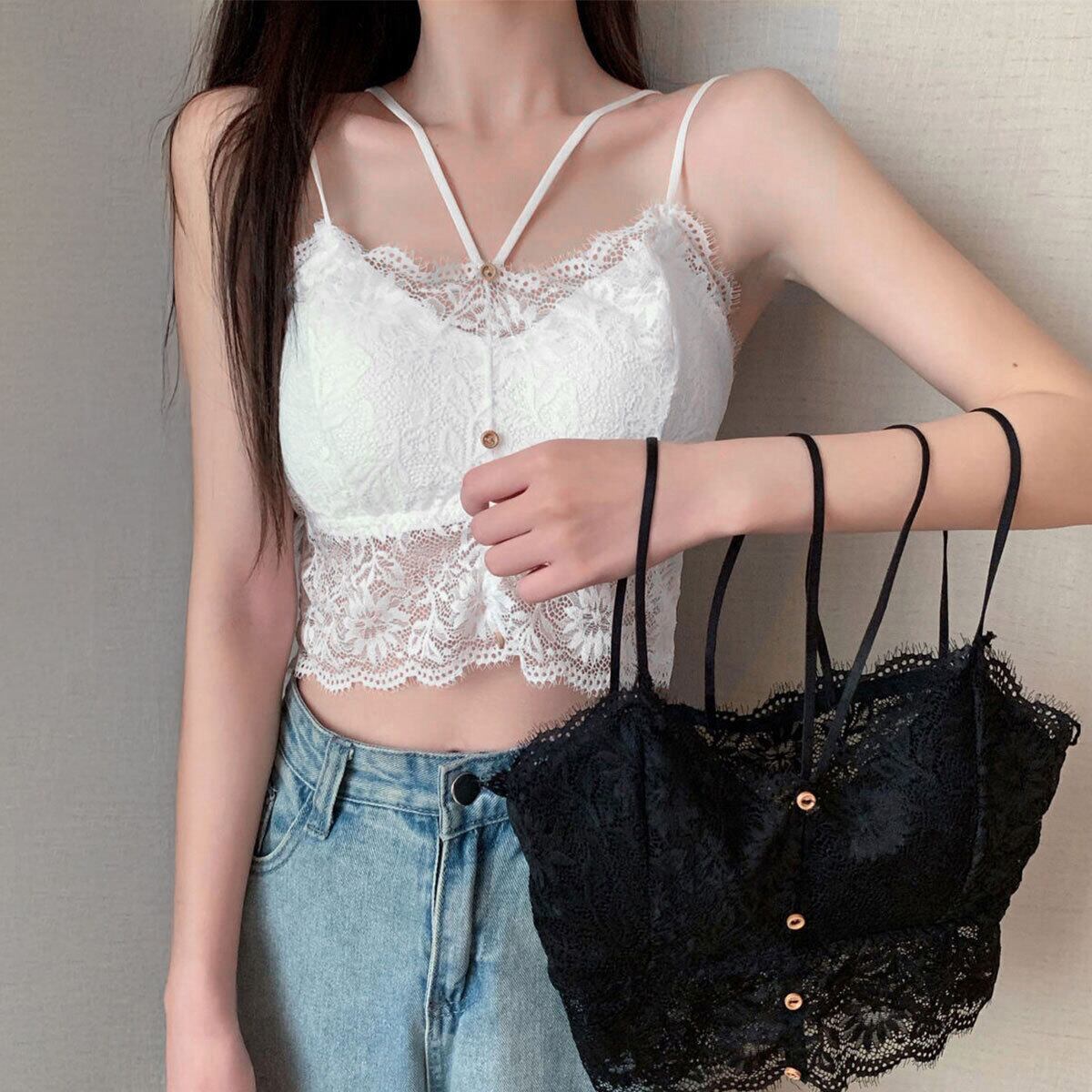 総レース キャミソール カップ付き へそ出し ショート丈 レディース 韓国 インナー きれいめ 大人 かわいい パッド付き ブラキャミ 花柄レース ブラキャミ 大人可愛い 大人女子