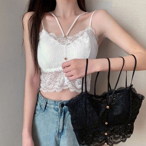 総レース キャミソール カップ付き へそ出し ショート丈 レディース 韓国 インナー きれいめ 大人 かわいい パッド付き ブラキャミ 花柄レース ブラキャミ 大人可愛い 大人女子