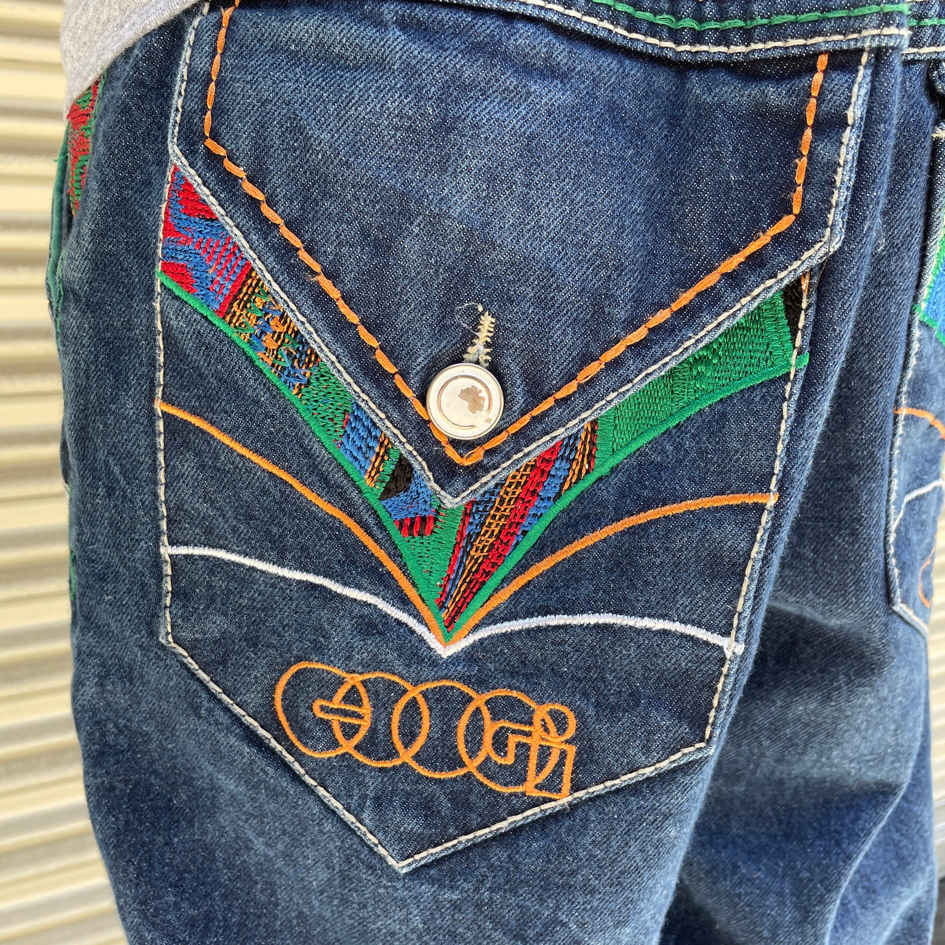 送料無料』COOGI クージー 3D刺繍デニムショートパンツ W34 カラフル