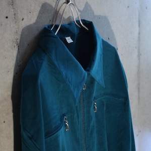 Fake Suede Zip Up Shirt