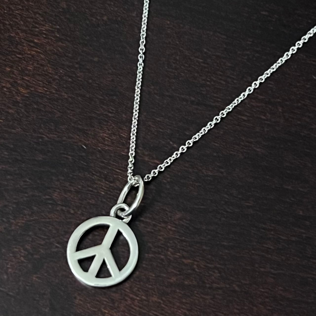 OLD TIFFANY & CO. Peace Sign Charm Necklace Sterling Silver