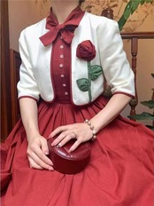 【0197】Retro Girly Flower Short Sleeve 2 Piece Set