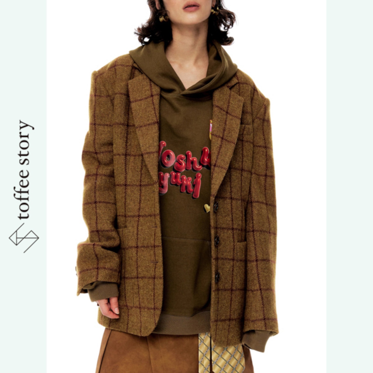 ヴィンテージグリッドジャケット ― 時を編むブラウンウール 《B0052》