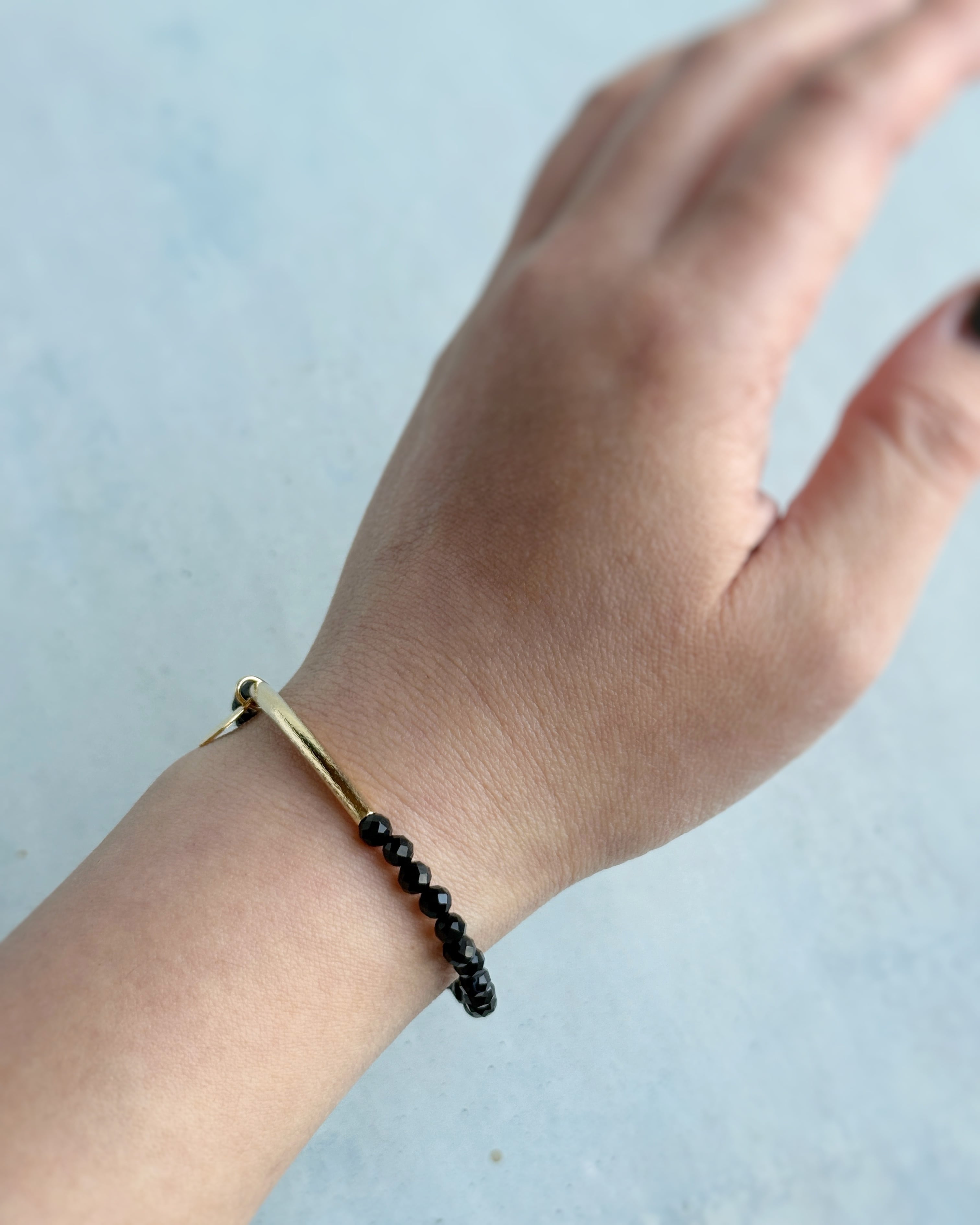 【再販】Tube & stone bracelet(オニキス)