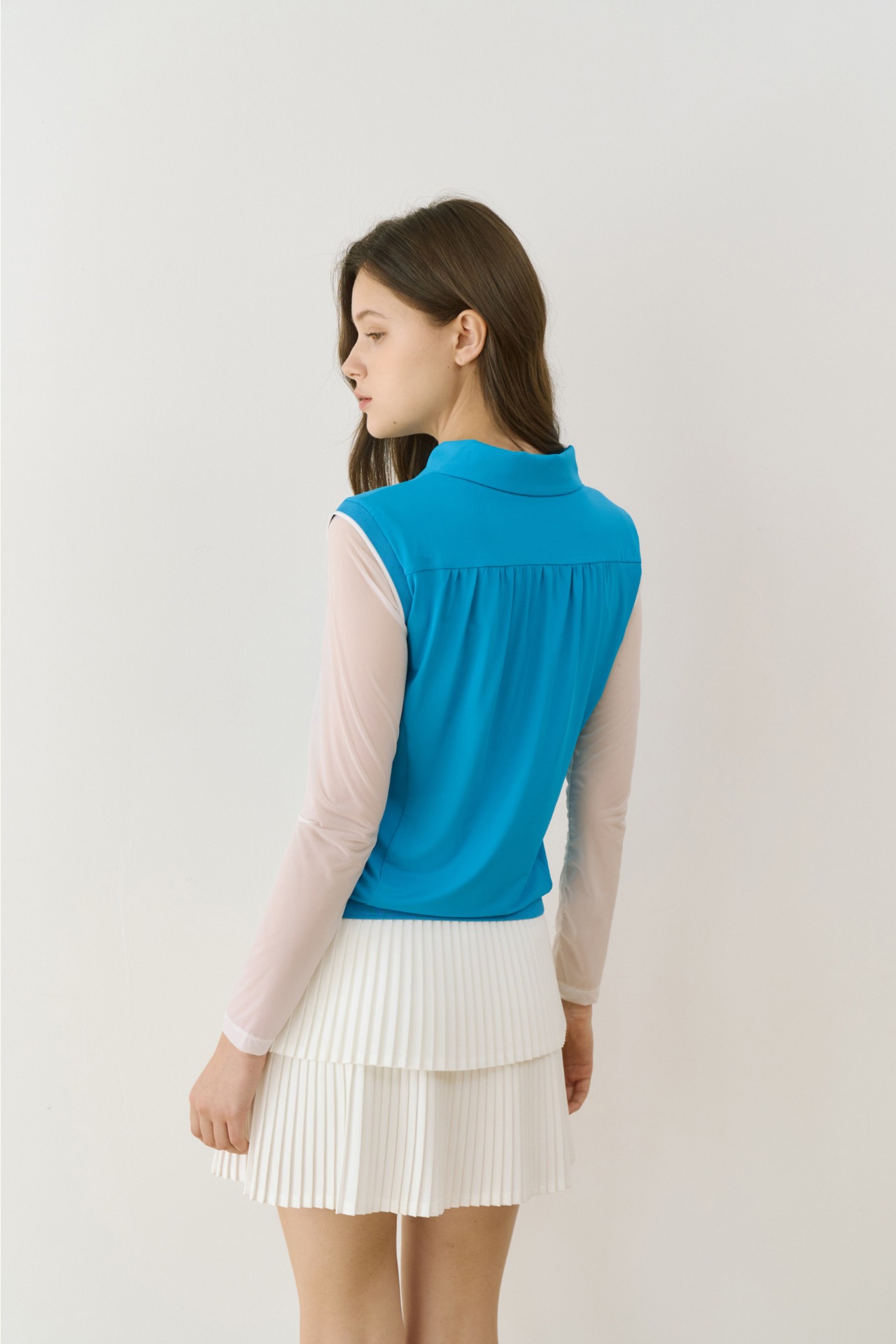 GOXO ゴーエックスオー ギブミーハートカラースリーブレス コーラルブルー