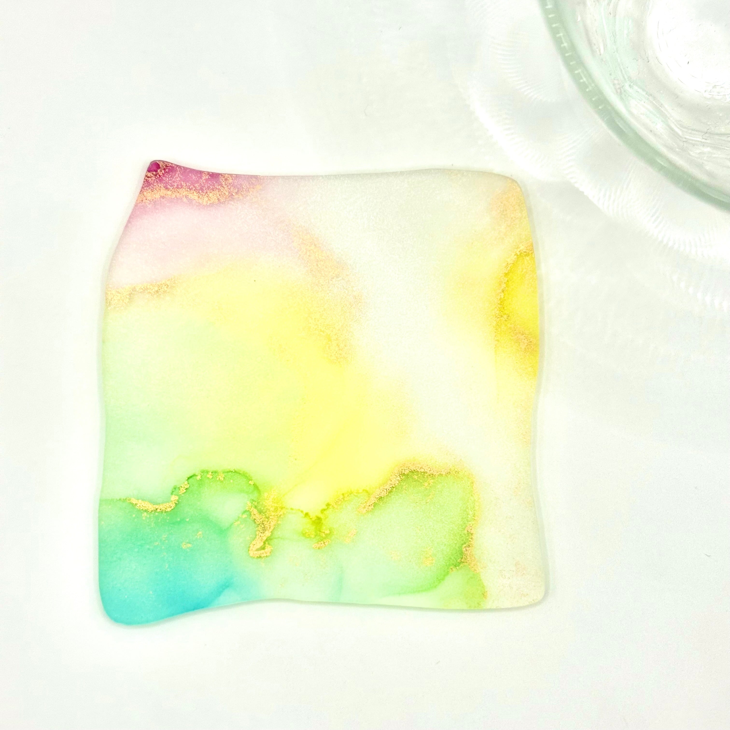 マット♦︎コースター [ ゆるしかく ] - Yellow,Light green,Light blue,Pink