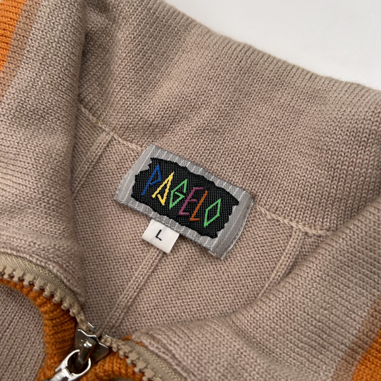PAGELO パジェロ キャラ刺繍 ハーフジップ ウールニットセーター