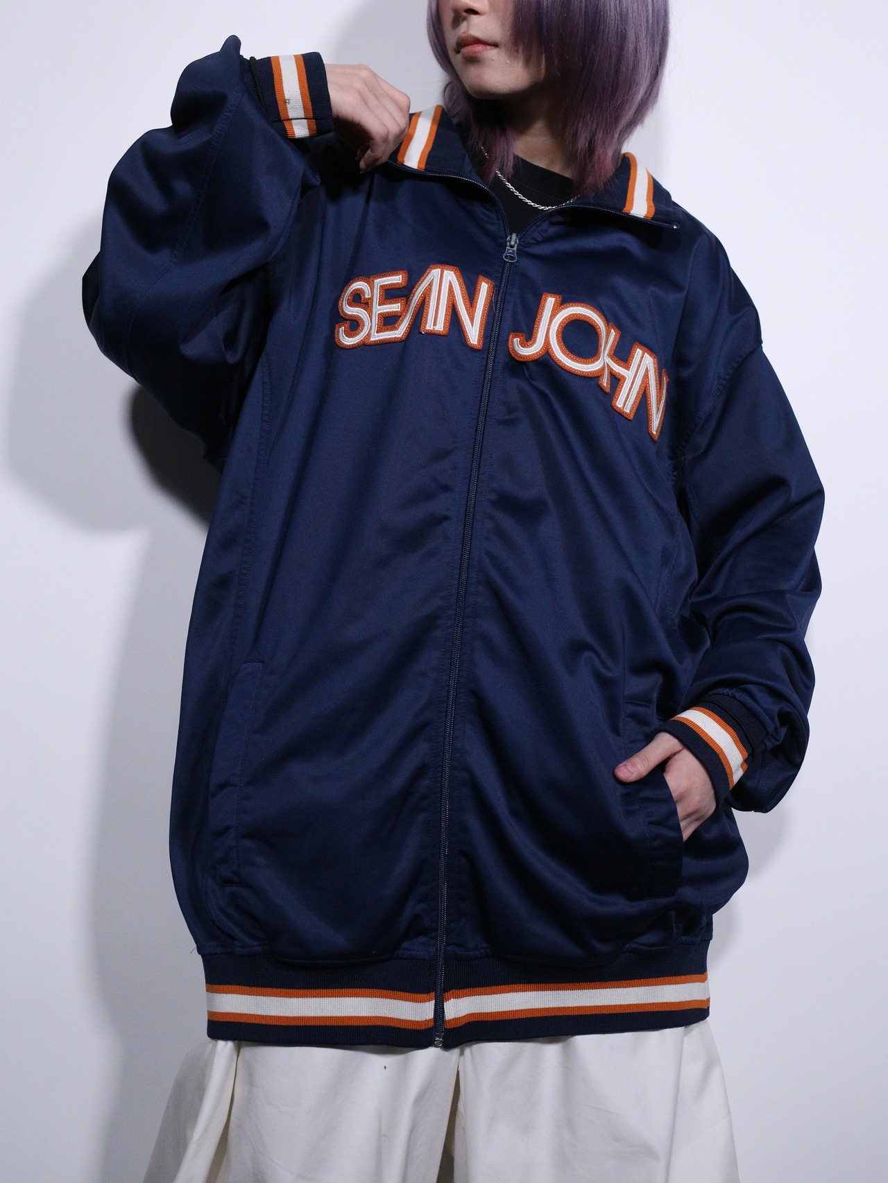 ”sean john” accent lib design satin track jacket - 1