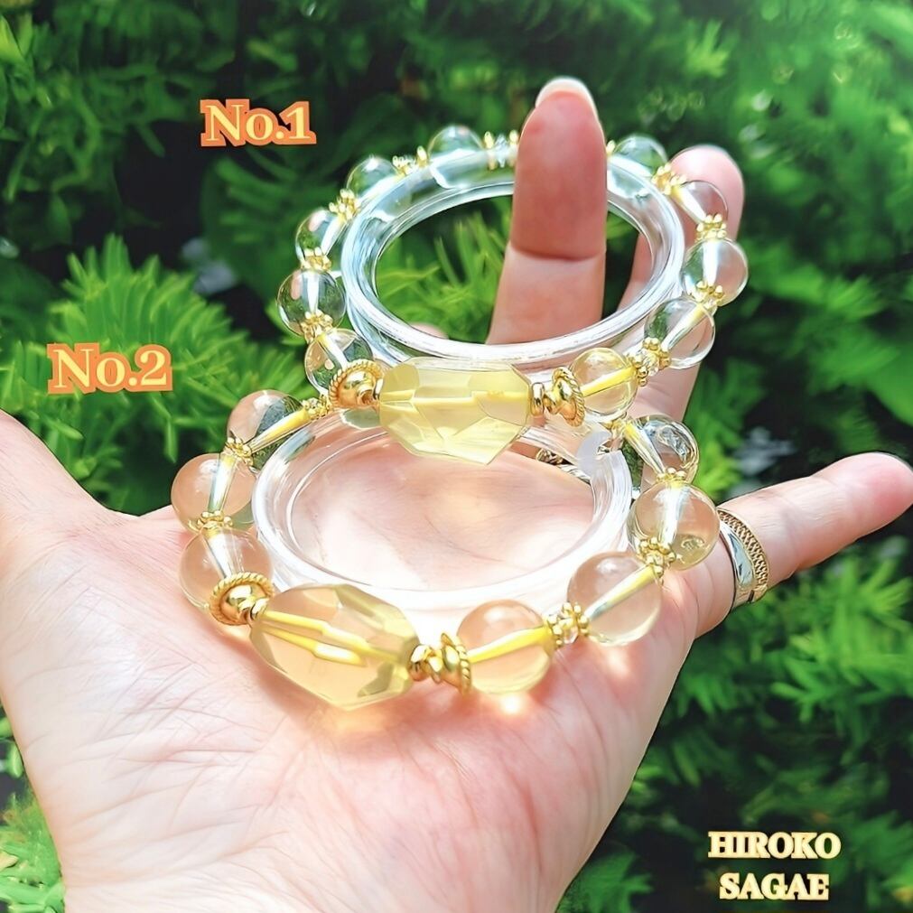 スター レモンクォーツ & 高品質 大粒 レモンクォーツ ブレスレット No
