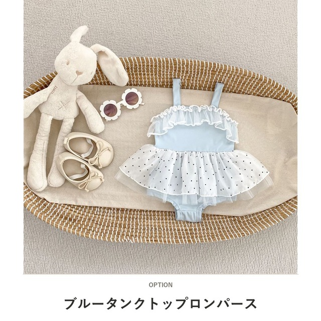 【BABY】ドット柄チュールフリルキャミソールロンパース水着 - 2