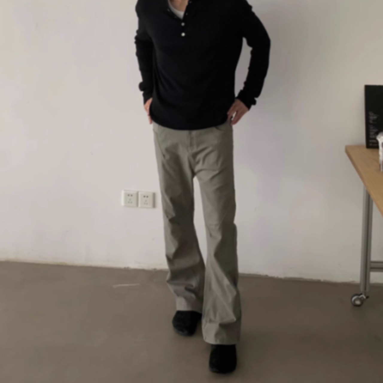 ウォッシュドストレートシンプルパンツ　0885