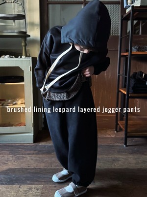 裏起毛レオパードレイヤードジョガーパンツ（110〜140cm）4281
