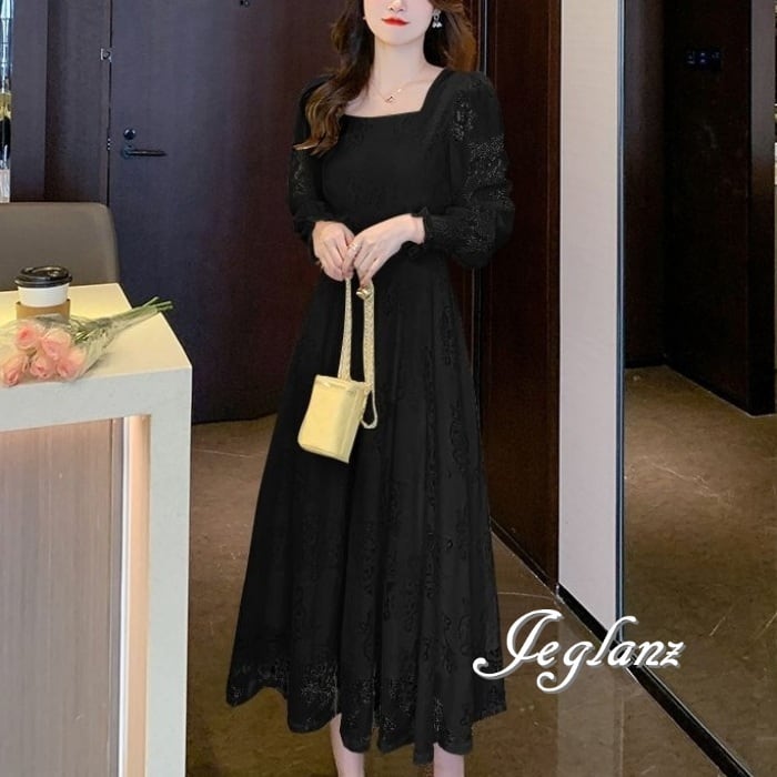 2色 レース 刺繍 ワンピース ドレス シアー ギャザー 上品(MA973)ζ