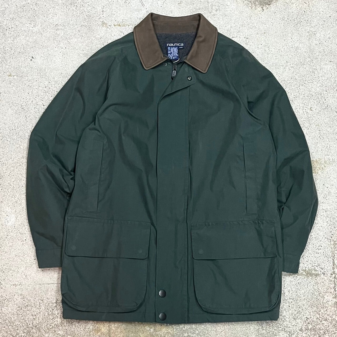 size M】90s NAUTICA ノーチカ ノーティカ 襟レザー ハンティング