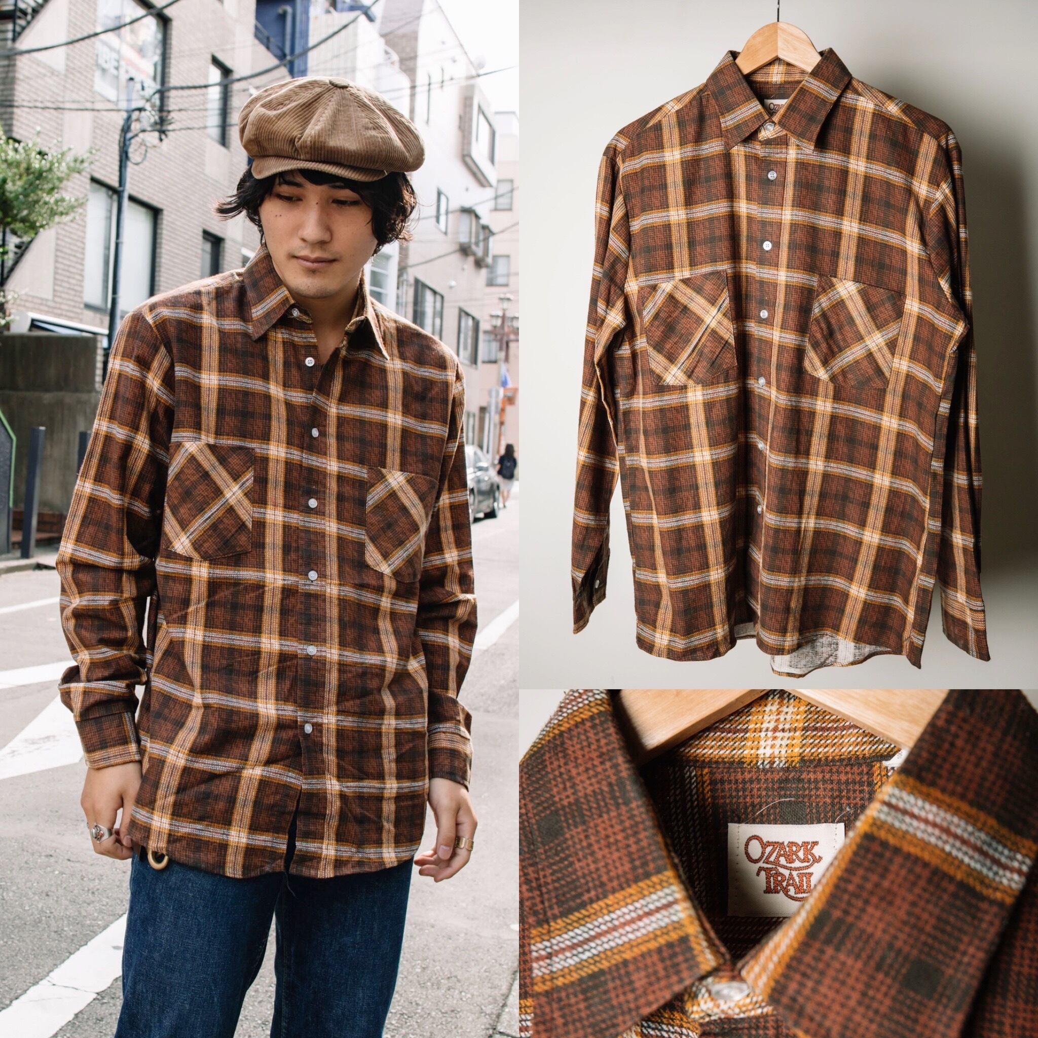 秋冬アイテム特集】Old ブラウン チェックネルシャツ made in 秋冬アイテム特集】Old ブラウン チェックネルシャツ made in