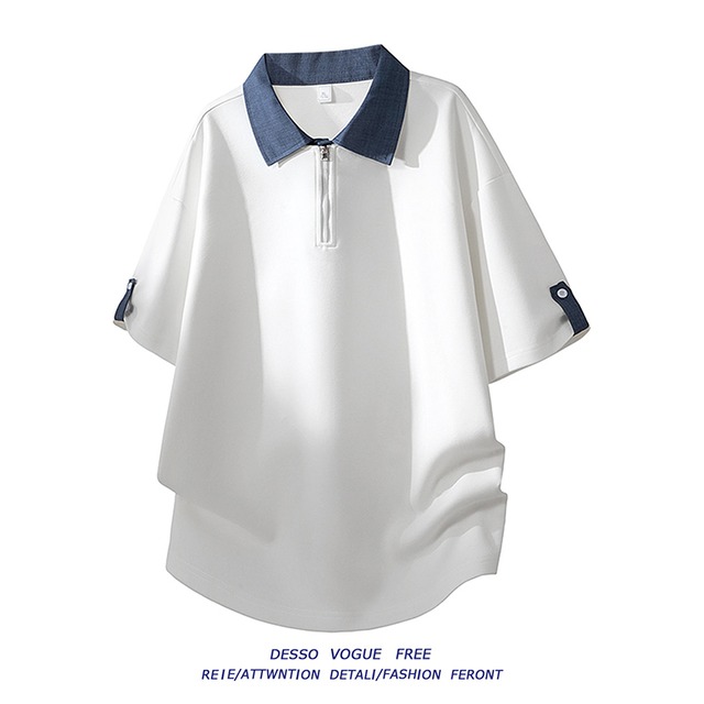 ♥半袖ハーフジップTシャツ！【WSシリーズ】★POLOシャツ★ ユニセックス 3color カジュアル 半袖 シンプル