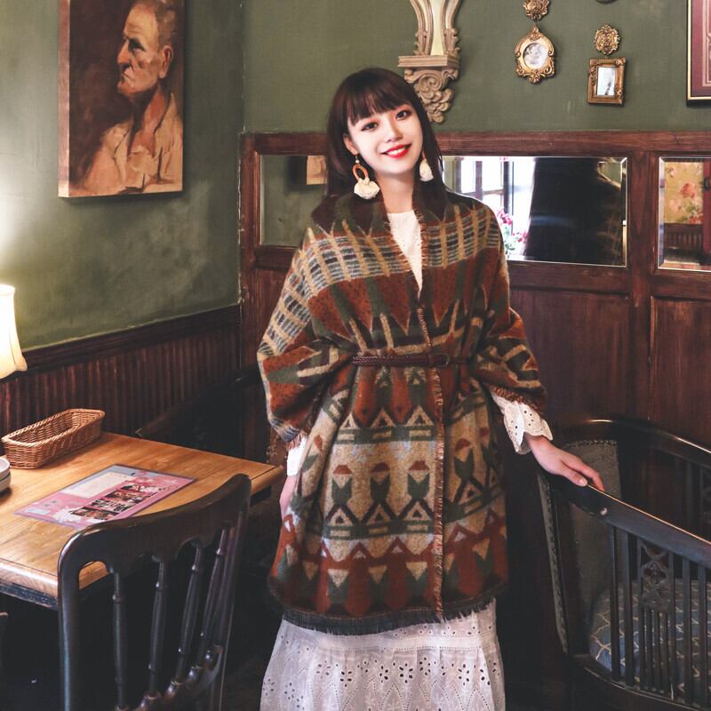 秋冬の商品、レトロな文学のエストビッグショール、チベット旅行、エスニックスタイルの暖かさ、厚くて広いスカーフを着用 延命家ファッション39155997453