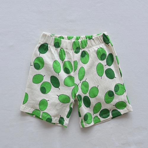 《WAWA 2022SS》Shorts / Off-white w. print Olive / 4-5Y