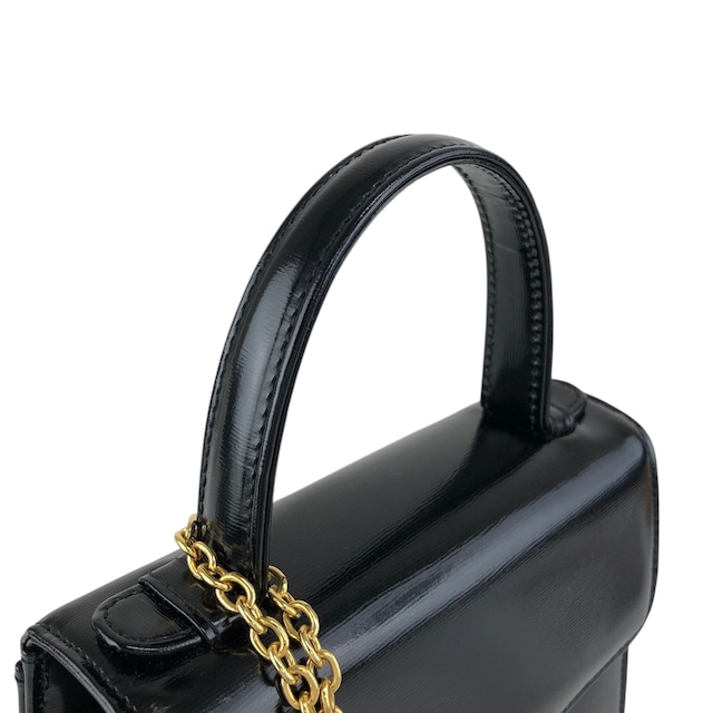 Yves Saint Laurent イヴ・サンローラン ショルダーバッグ ブラック YSLチャーム レザー 2WAY vintage ヴィンテージ オールド gmjhfk