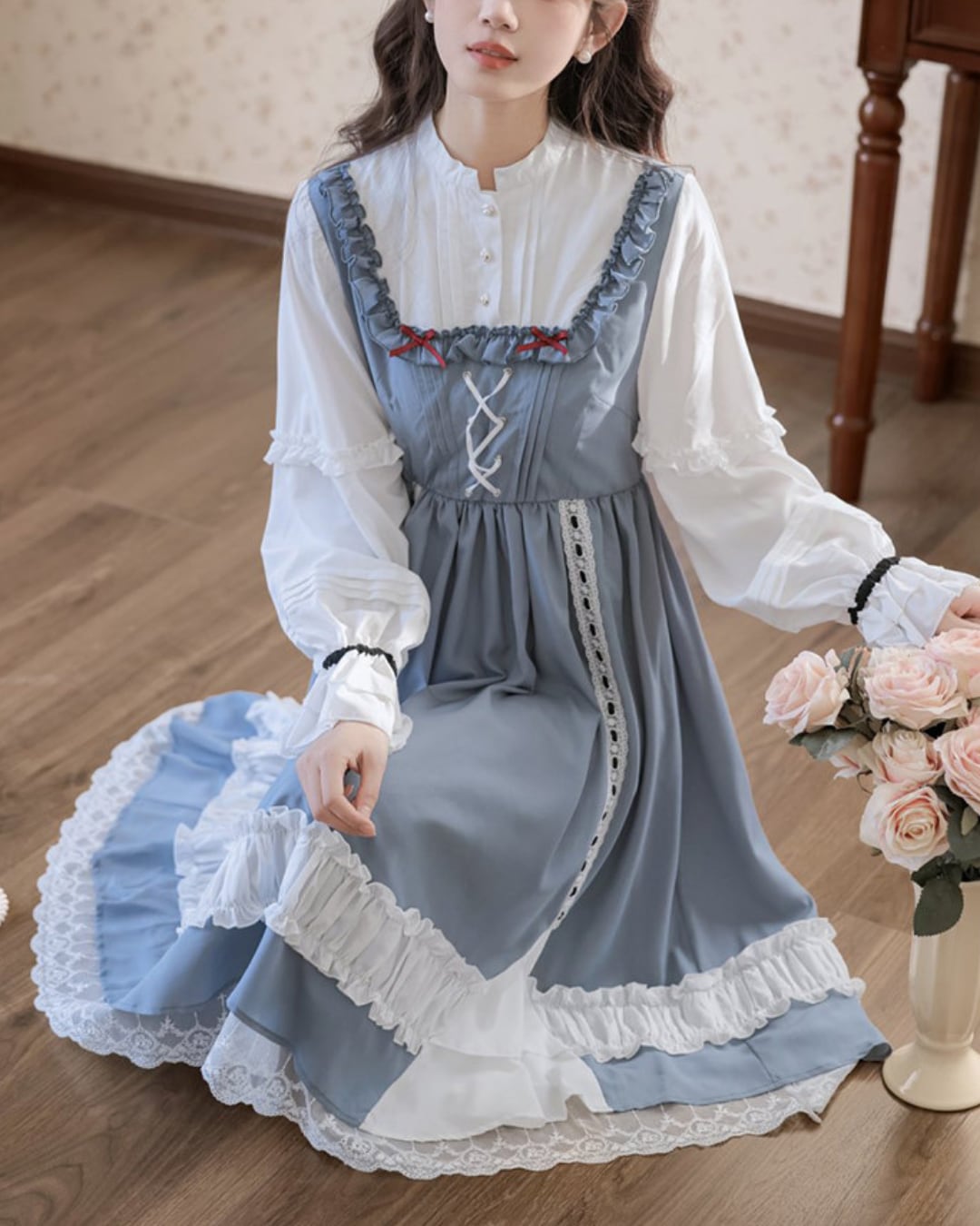 フレンチドールフェイクレイヤードワンピース 25W08455