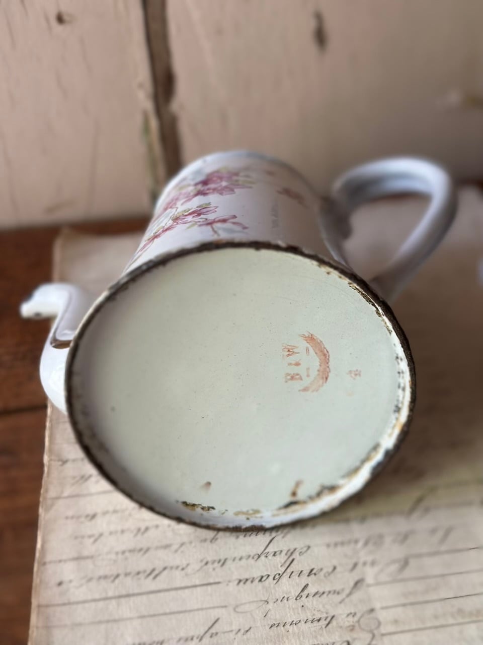ホーロー コーヒーポット すみれ柄 琺瑯 B&W社製 | Brocante de La