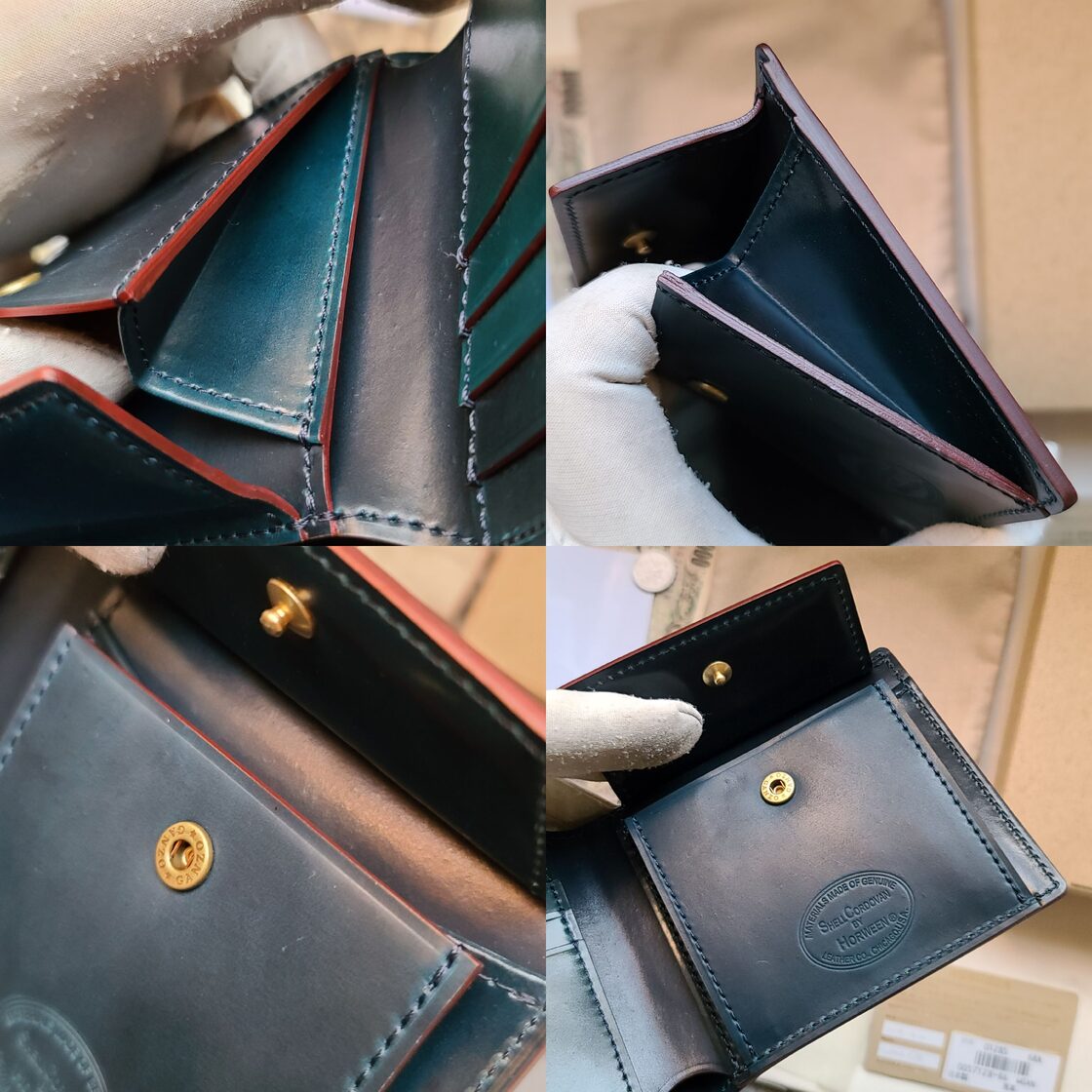 ガンゾ SHELL CORDOVAN 2(シェルコードバン2) 二つ折り財布 ネイビー 