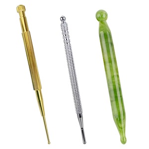 【数量限り】 耳つぼ スティック ツボ押し 耳つぼ棒 丸い先端 軽量 美顔 位置確認 バネ式 ツボ押し棒 マッサージ棒 3本セット