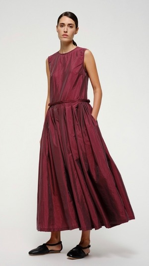 SARA LANZI -Big Dress washed taffeta- :PLUM