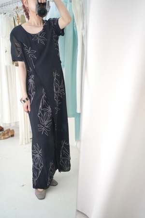 side belt flower dress